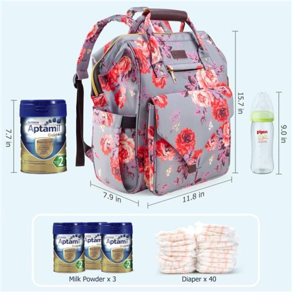 Large Capacity Diaper Bag Backpack Waterproof Multi-Pocket - Picture 3 of 7